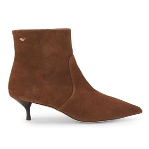 New Stuart Weitzman Mara Zip Suede Bootie Espresso Sz 8